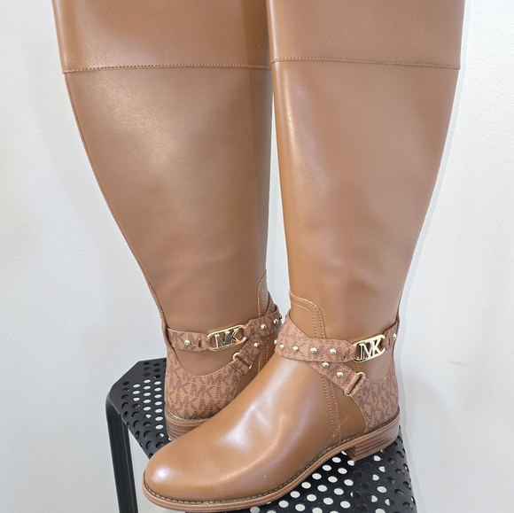 Michael Kors Kincaid Embossed Riding Boot Brown 6 - Picture 7 of 8